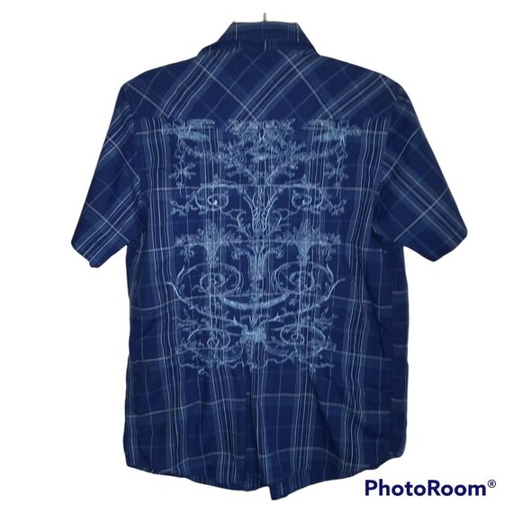 Seven Souls Embroidered Short Sleeve Button Up 100% Cotton Medium - Picture 1 of 13